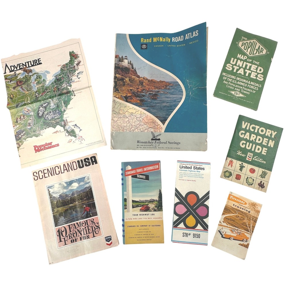 Rand McNally Vintage Road Atlas Maps Travel Guides Lot Multicolor US Ephemera‎